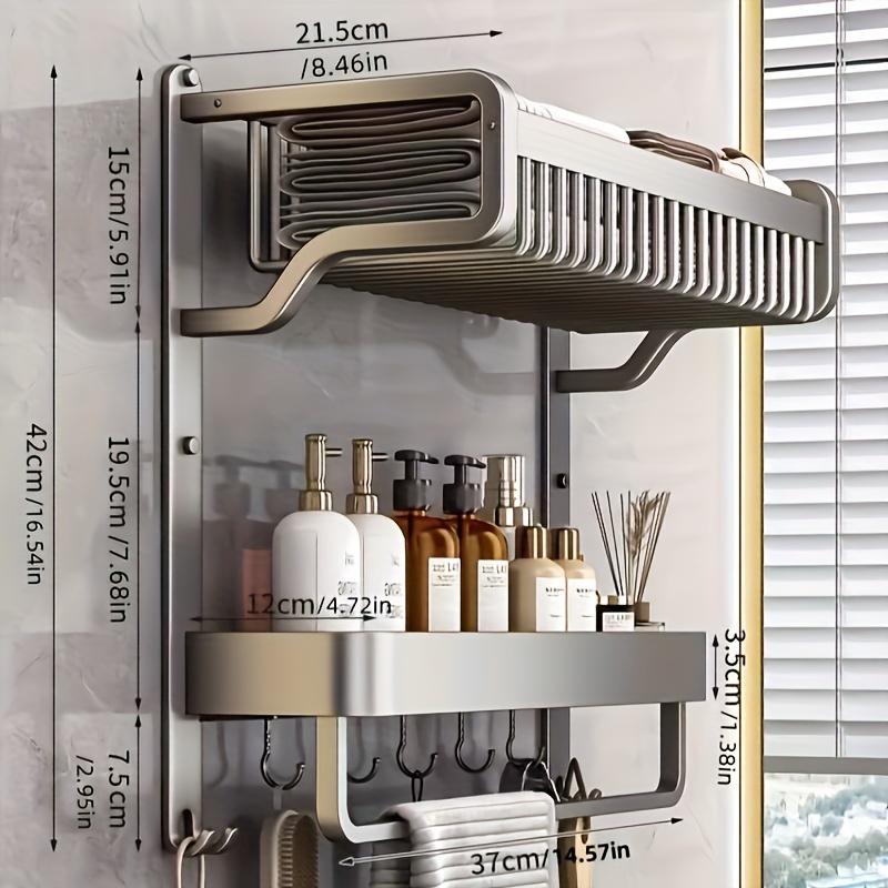 

1 шт. Настенный органайзер для ванной комнаты, подвесная полка для ванной комнаты, 2-уровневая полка для ванной комнаты, косметический органайзер, органайзер для шампуня и геля для душа 37cm