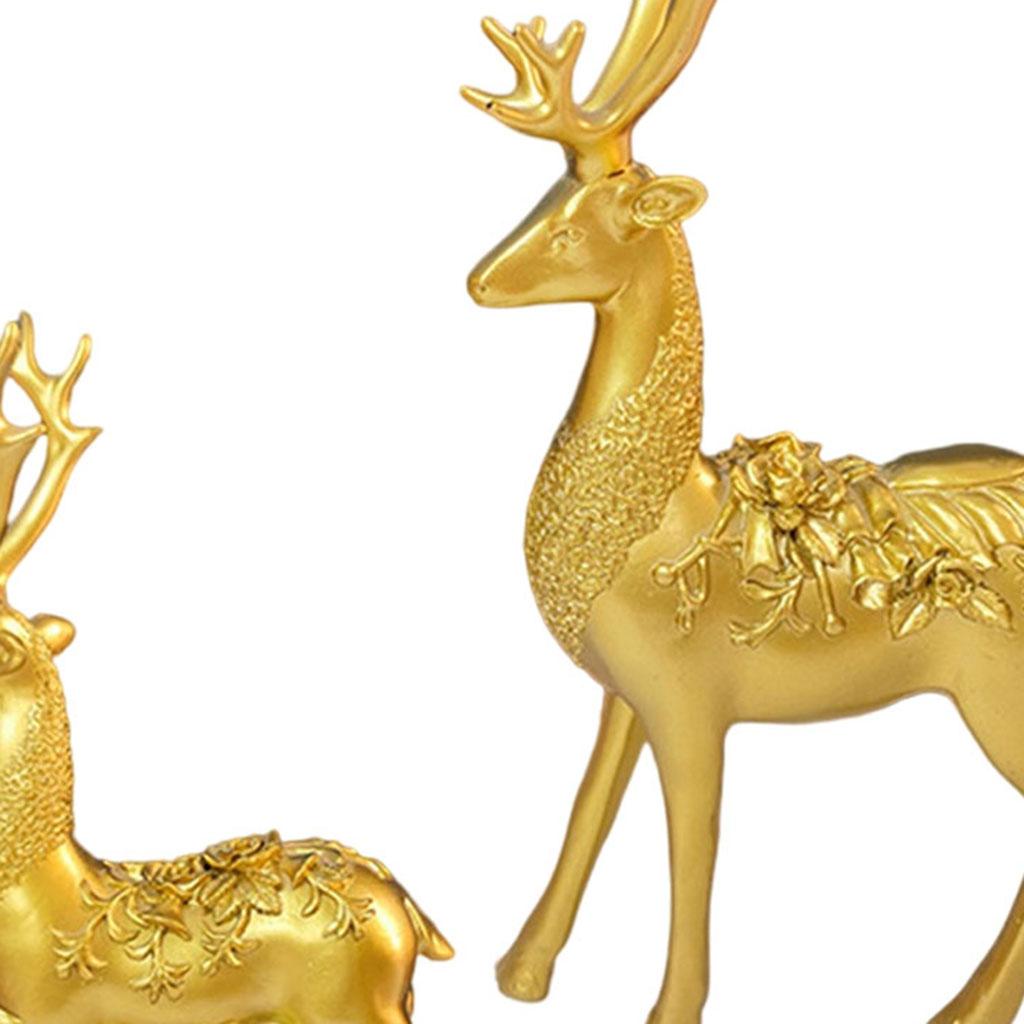Elegant Elk Statue Flowers Figurine Bedroom Sculpture Shop Christmas Decors