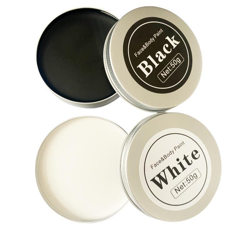 50ml Black & White Oil-Based Face Paint Set - Aluminum Box for Halloween & Ghost Festival