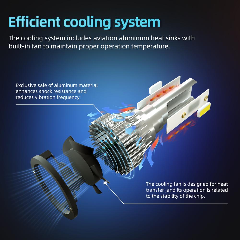 

2Pcs LED H13 Hi Lo Beam Car Headlight Bulb 15000LM 6500K Running Front Head Lamp COB chips cooling fan DC12V Auto headlight 9008/H13 Hi/Lo