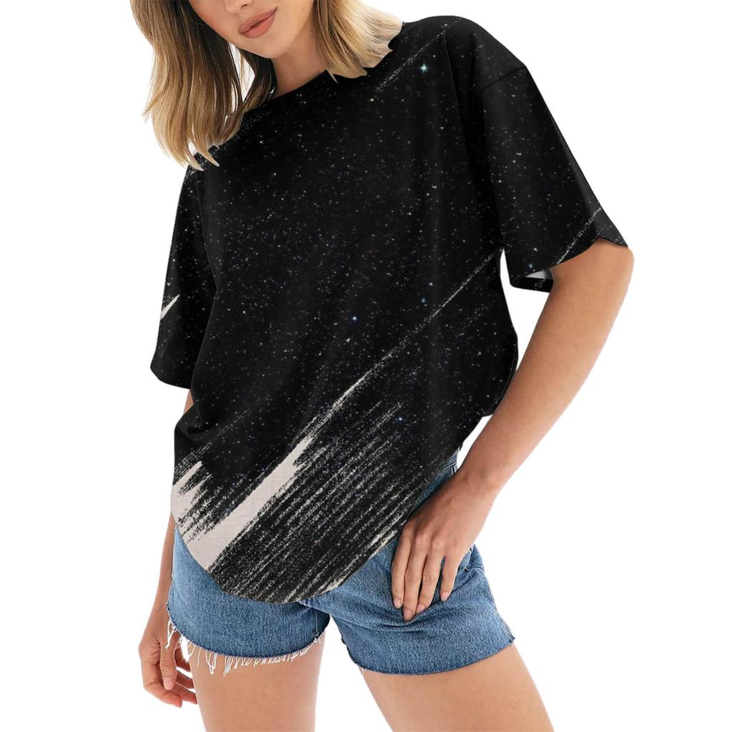 IHUASU Damski T-shirt z nadrukiem Damski Modny Casualowy Top Krótki Rękaw