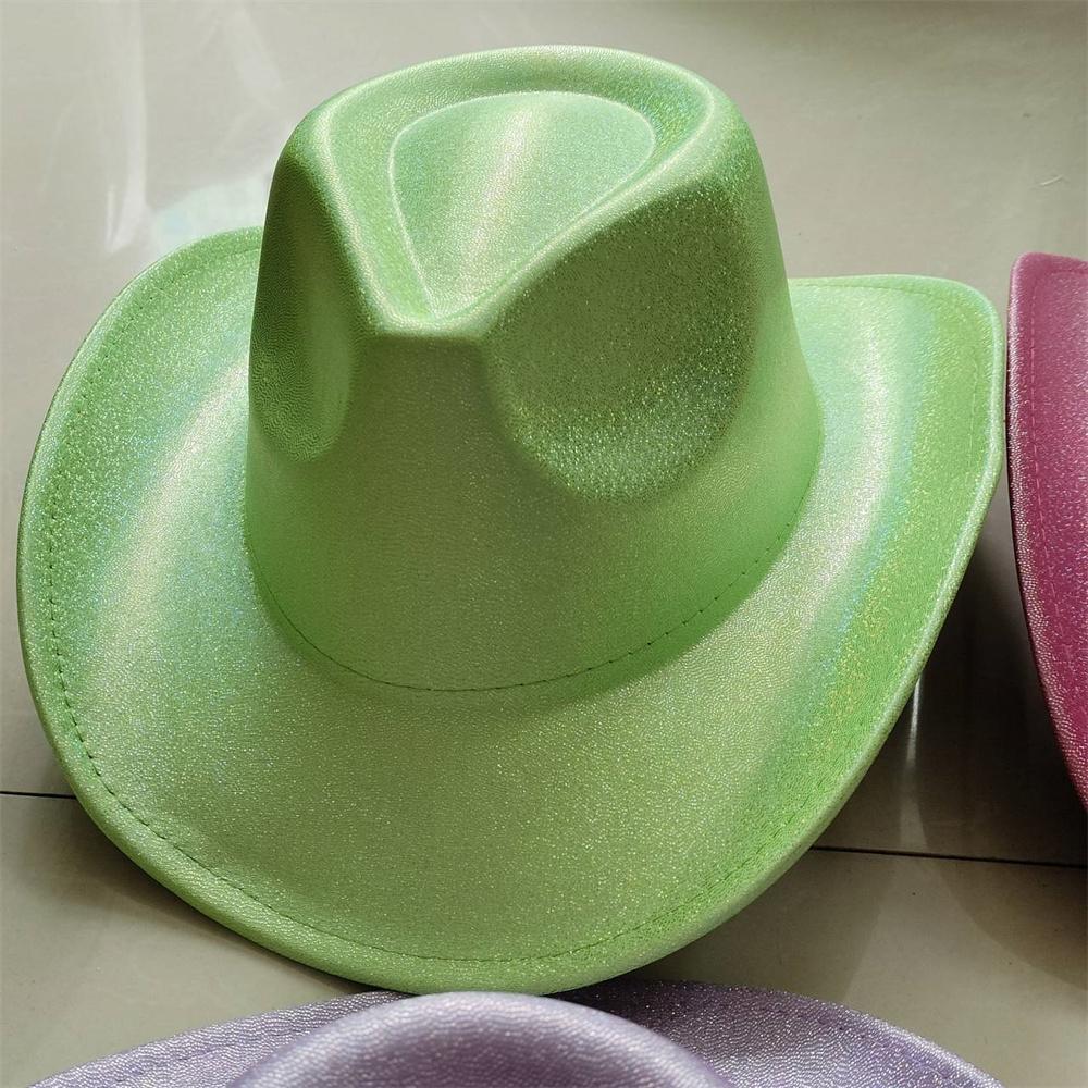 

Silver colored glitter Cowboy hat Western cowboy men and women retro party stage party Cowboy hat outdoor knight hat Wholesale 56-58cm