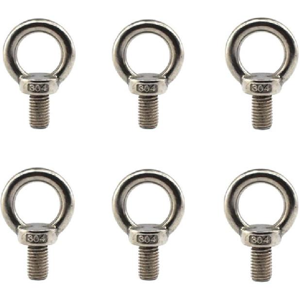 

304 Stainless Steel M12 Lifting Rigging Eyebolt Ring Shaped with Lengthened Thread(40mm) Pack of 4 pcs M10*18, 6 pcs
