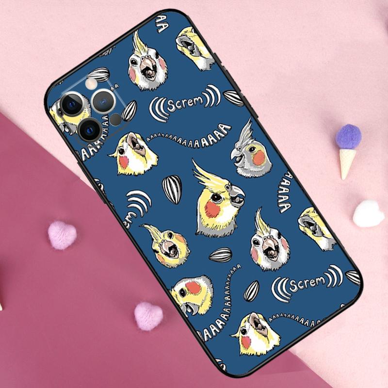 Cartoon Cockatiel Collage Phone Case For iPhone 17 Pro Max 17 Air 11 14 15 16 Pro Max Plus 12 13 Mini 16e Back Cover