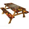 ANNA QUEEN Autumn Harvest Picnic Table Cover Set, 6FT Rustic Fall 3PCS 72"x30" Waterproof Tablecloth with Bench Covers for Camping Thanksgiving &