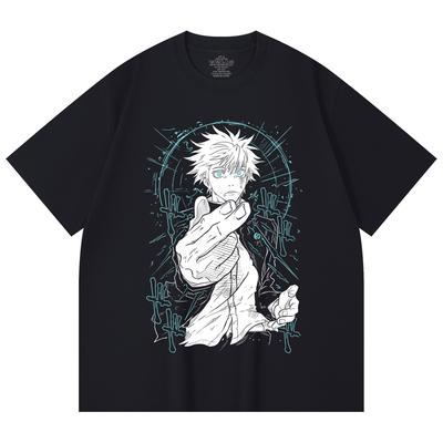 230 Gsm 100% Cotton Jujutsu Kaisen V2 Gojo Print Unisex Heavy Cotton T Shirt
