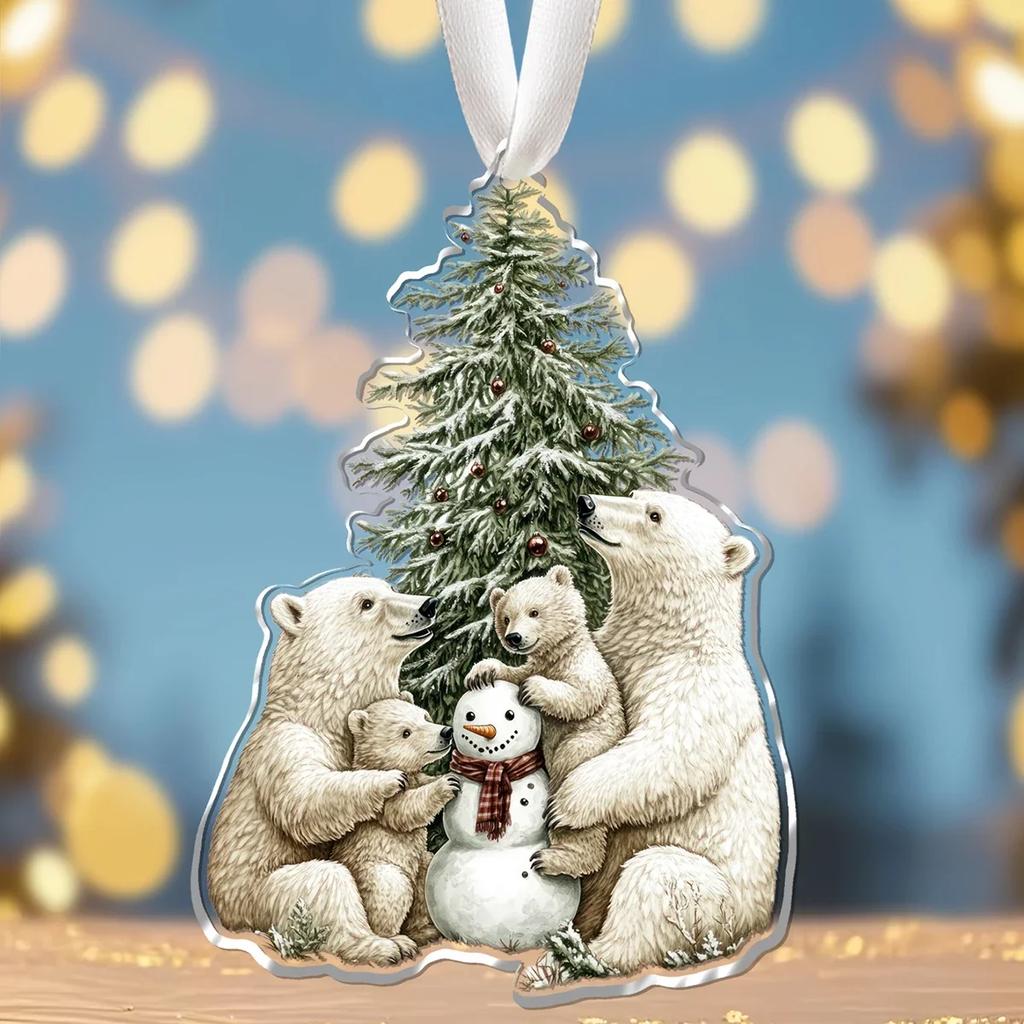 Cartoon Bear Christmas Pendant Ornaments Cute Polar Bear Panda Xmas Tree Hanging Pendant Decoration Home Car Decor Navidad Gifts