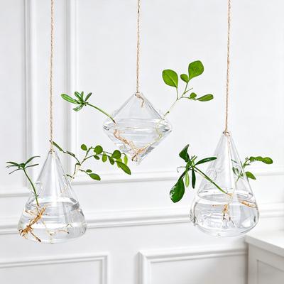 3 Pcs Hanging Glass Planter Clear Plant Propagation Stations Hydroponic Flower Vase for Indoor