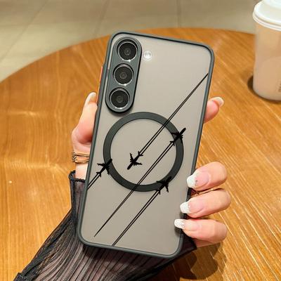 Aircraft Route Print Magnetic Phone Case For Samsung S24 FE S23 Ultra S22 A56 A36 A15 A55 A35 A14 A24 Matte Clear for MagSafe Shockproof Bumper Cover