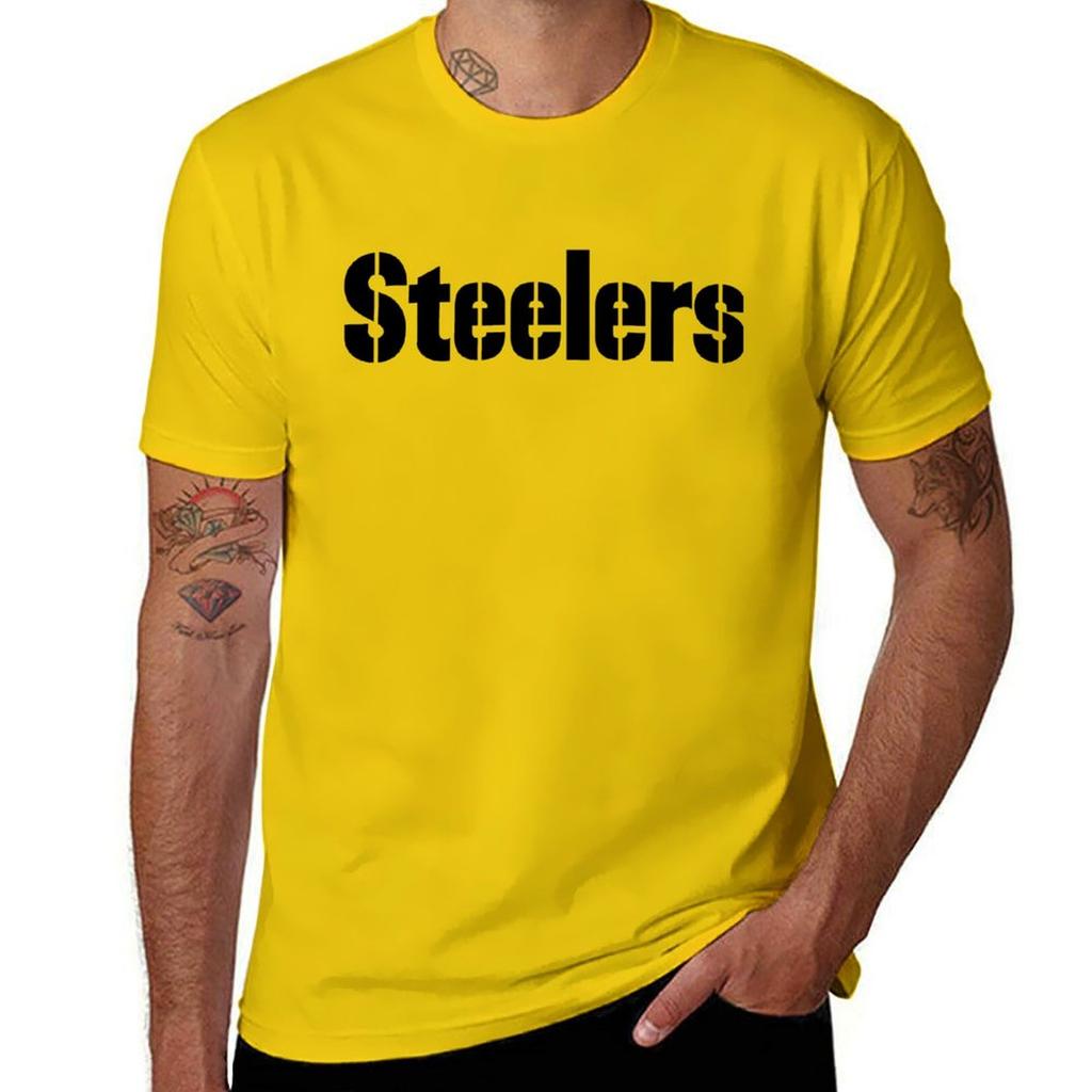 Steelers T-Shirt Hippie Clothes Summer Clothes Plus Sizes Short Sleeve Tee Fruit of the Loom Mens T Shirts
