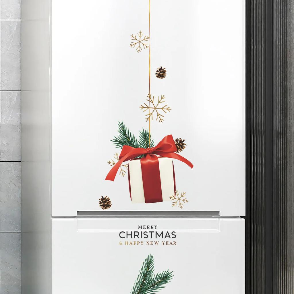 2025 Christmas Gift Pattern Wall Stickers Door Decoration Wallpaper Home Decor New Year Decals Glass Window Poster Party Supply