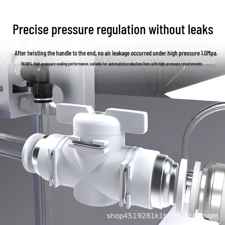 Zhuoji Pneumatic BUC-6-10 Hand Valve with 8mm Tubing, 12mm Straight-Through Air Valve, Quick-Connect Fittings.