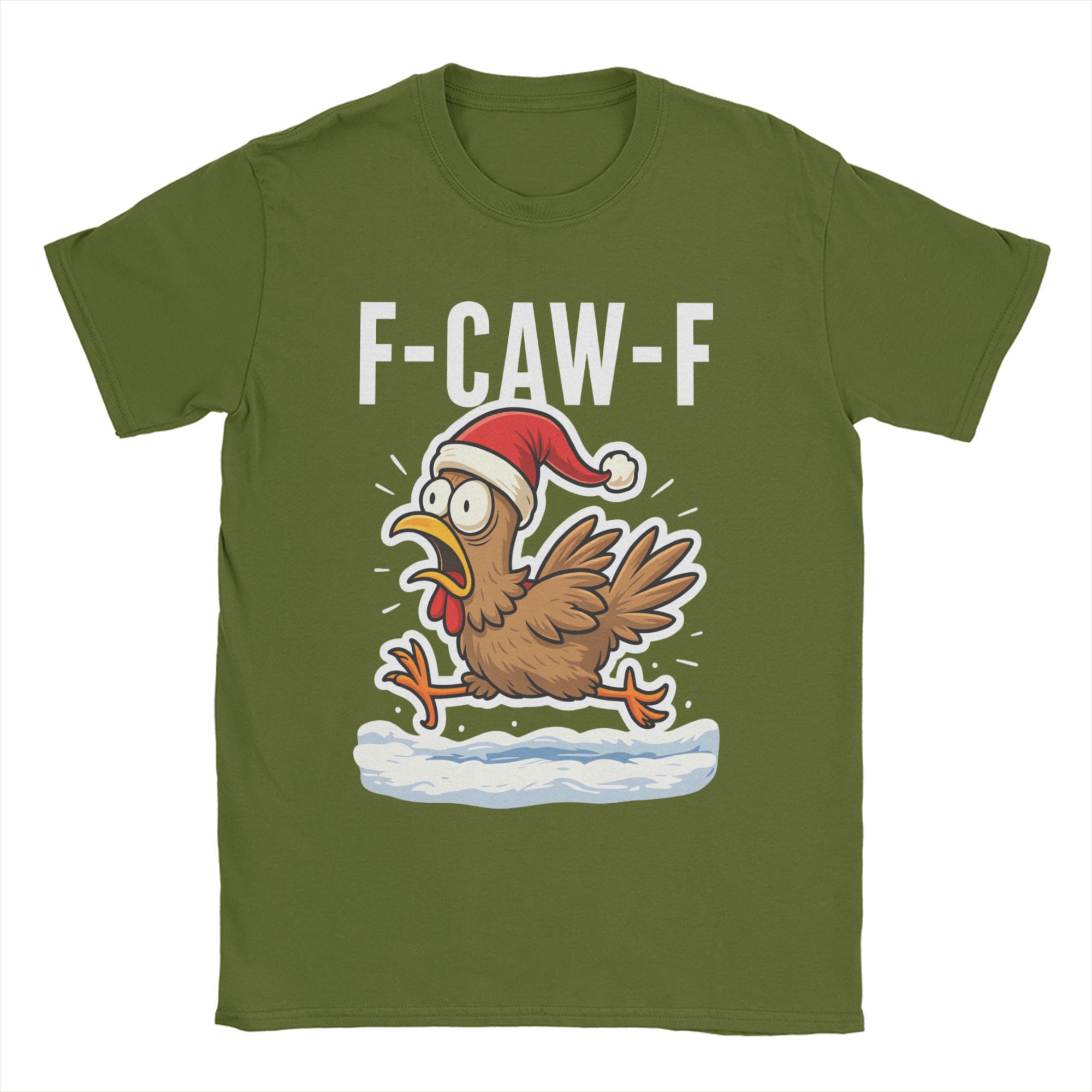 Awesome F Caw F Rooster Funny Bird Fcawf Chicken T-Shirt Men Crewneck Cotton T Shirts  Short Sleeve Tee Shirt Gift Idea Clothing 4XL