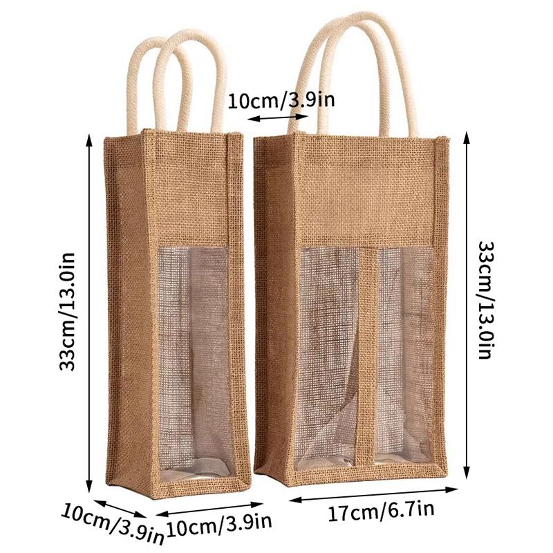 Red Wine Handbag Gift Box with Window And Handle Single Double Bottle Champagne Packaging Bag Wedding Favors for Guests