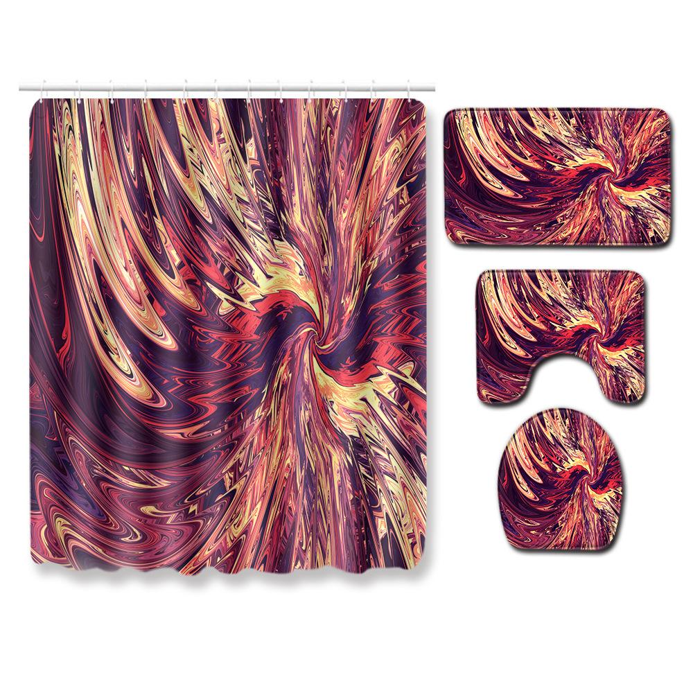 

Крутой узор Занавеска для душа Коврик для пола Комбинация Набор из четырех предметов Ванная туалет Ковер Коврик для ног 45*75