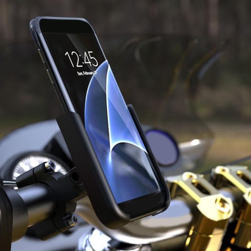 Aluminum Motorcycle Phone Holder 360 Degree Rotatable Phone Stand not Slip Designs Easy Installation for Secure Grip