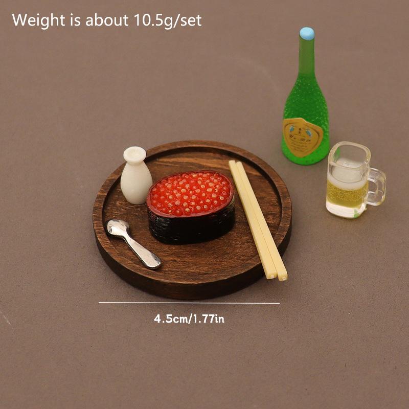 7PCS/set Doll House Accessories 1:12 Dollhouse Miniature Eel Rice Caviar Sake Lamian Noodles Kitchen Model Decor Toy
