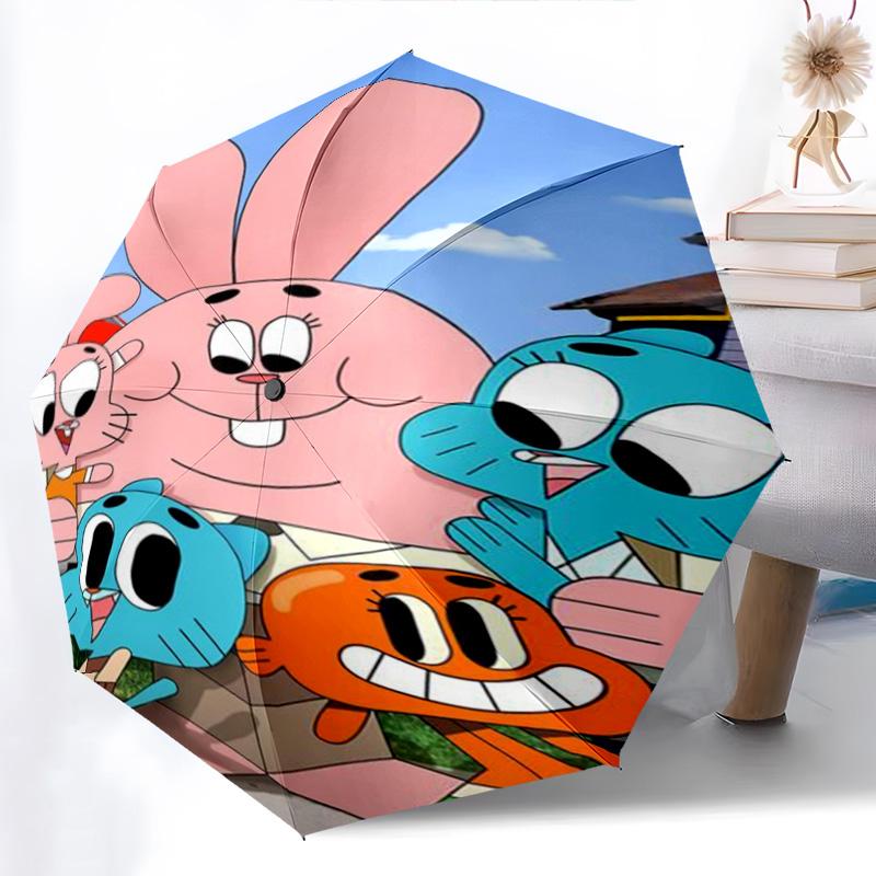Gumball Darwin Adventure Automatic Umbrella - Suitable Travel Outdoor Portable Umbrella Birthday Gift Daily Essentials