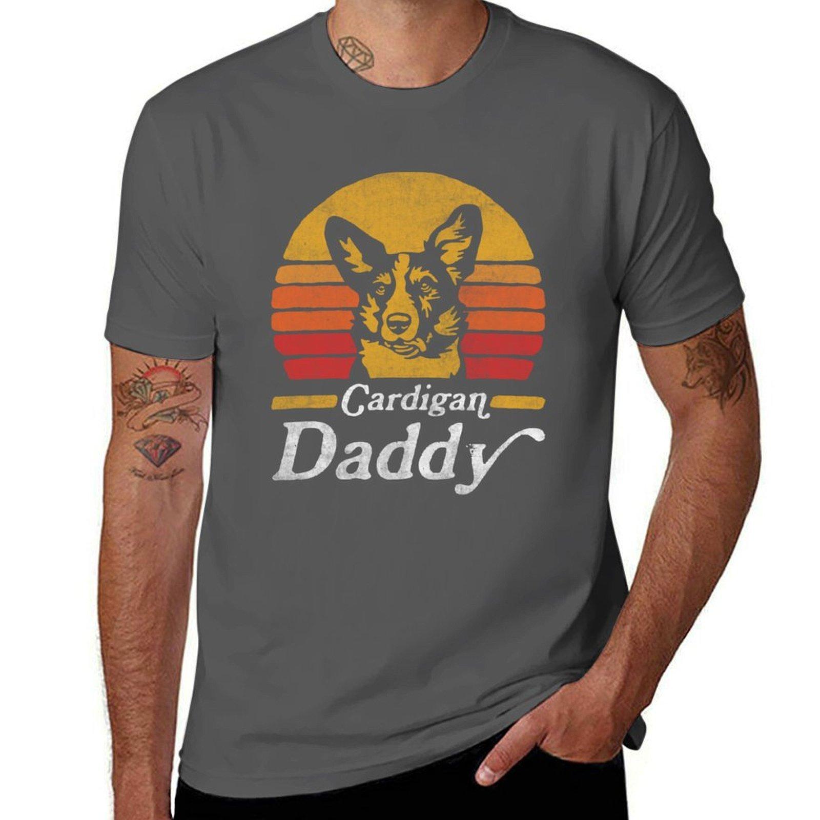 

Retro Vintage Cardigan Welsh Corgi Daddy TShirt Relaxed Fit Casual Short Sleeve Top 4XL