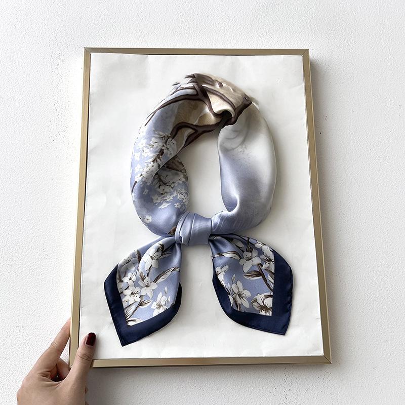 Silk Feeling Scarf Square Satin Head Scarf for Women