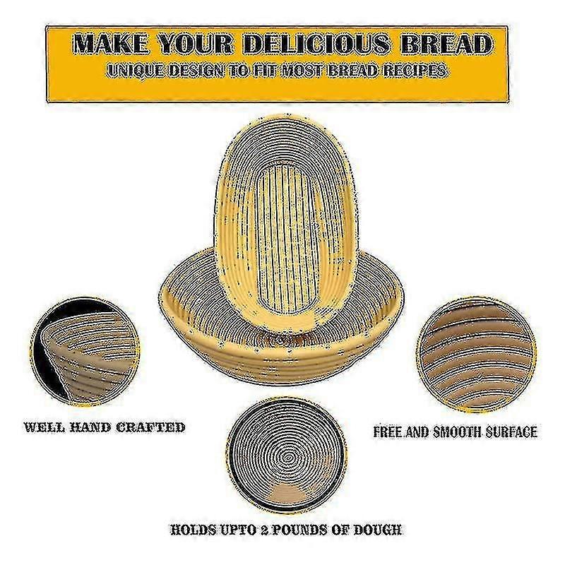 Bread Proofing Basket Set Of 2 With Kit-round And Ovel Bread Baking Bowl -bread Lame- Dough Scraper