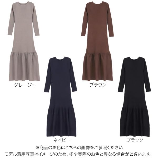 Ruffled Rib Knit Dress Medium Brown [Kobe Lettuce] [Aimi Collaboration] [E3301]