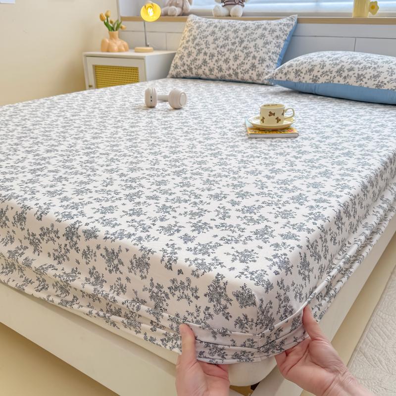 1pc Rose Print Fitted bed sheet with Elastic Band Comfortable and Breathable Single/Queen drap de lit Soft for protector colchon