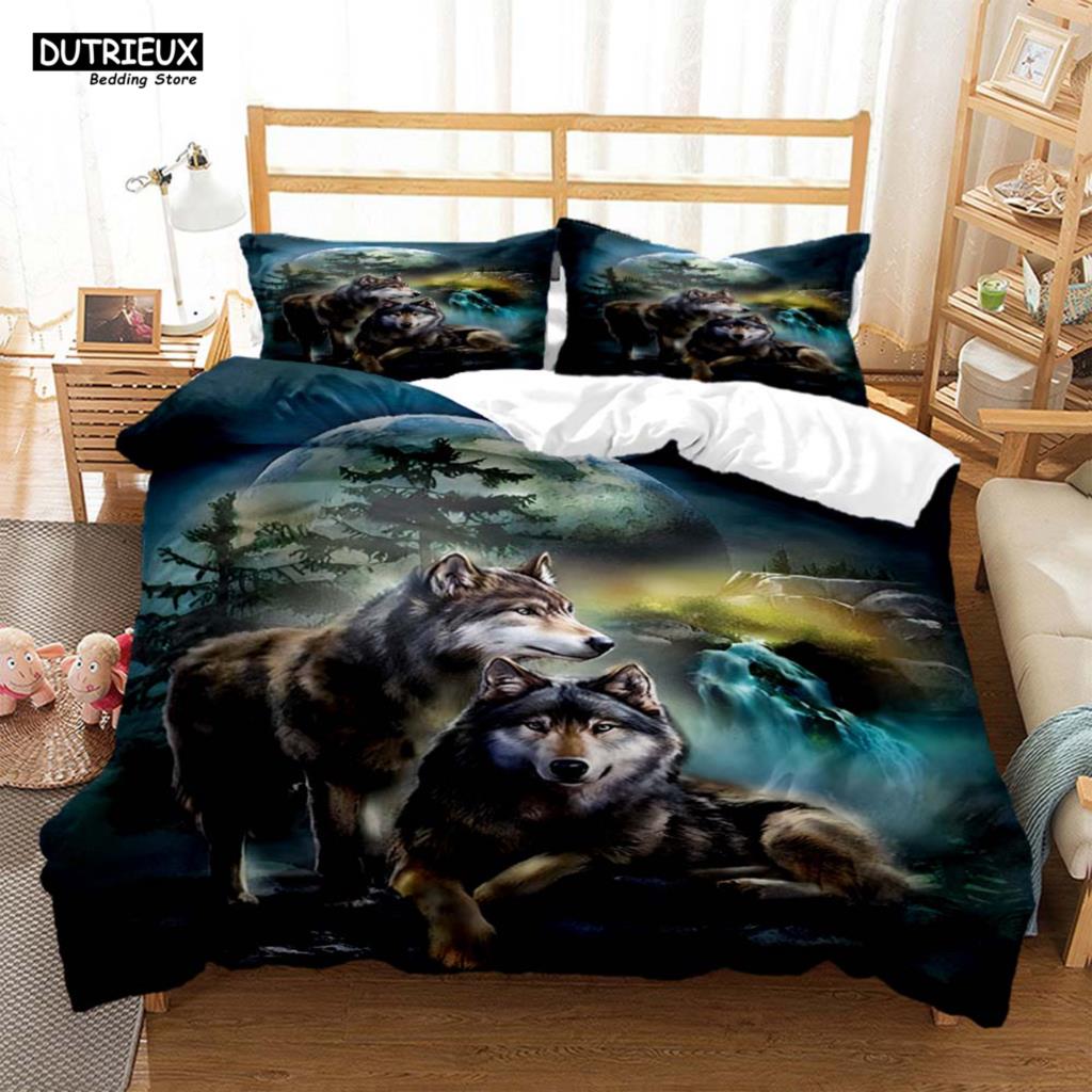 Comforter Wolf Digital Print Polyester Bedding Sets Child Boys Set For Teens Bedding Set Bed Comforter Set
