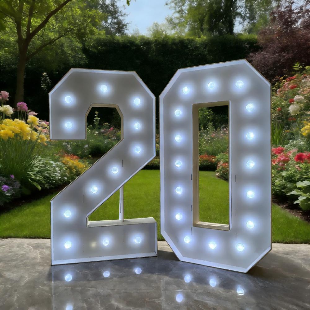 1Pc 91.5cm Light Up Digital Marquee Frame KT Board Number 0-9 Plug-in KT Board Party Decor Light Birthday Anniversary Decoration-Cool White Light