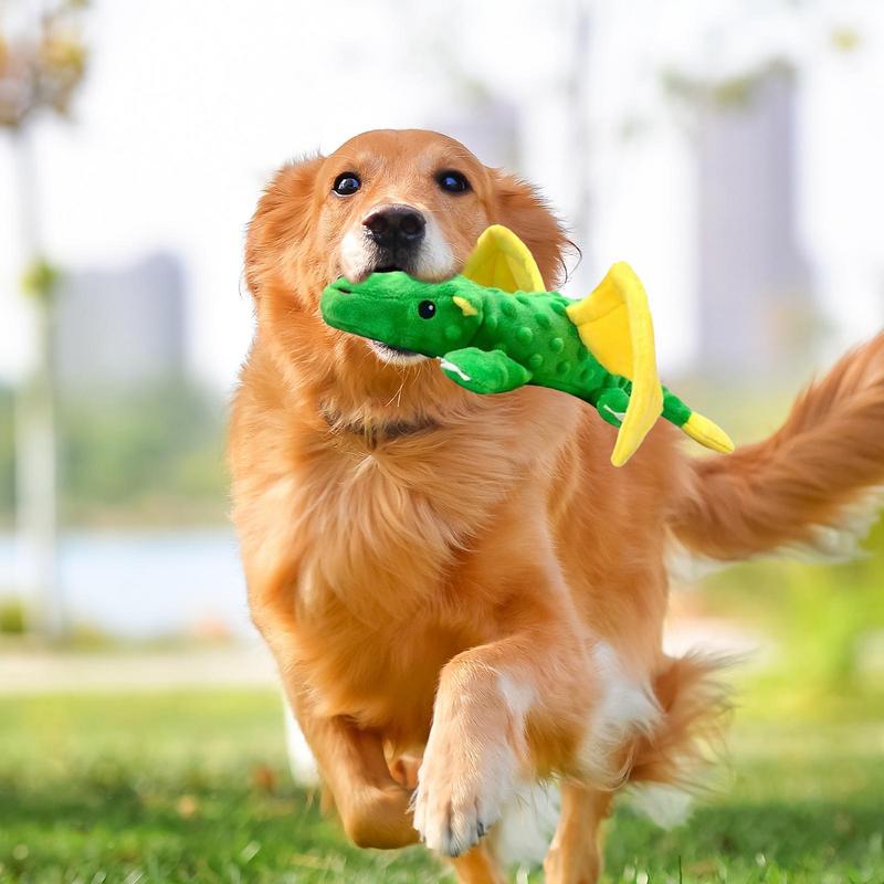 Dog Plush Toys Cute Plush Dinosaur Shape Squeaky Toys Chewable For Dogs Bite Resistant Dog Stuffed Toys Multifunctional