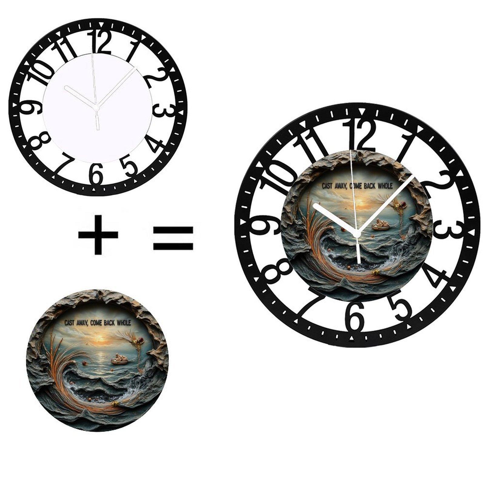 Farmhouse 25cm Circular Iron Wall Clock with Rustic Appeal (Black,10 inch(25.40cm))