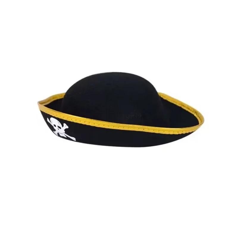 Pirate Hats Halloween Props Cosplay Dance Parties Children/adults Caribbean Pirate Clothing Hats with Gold and Silver Edges