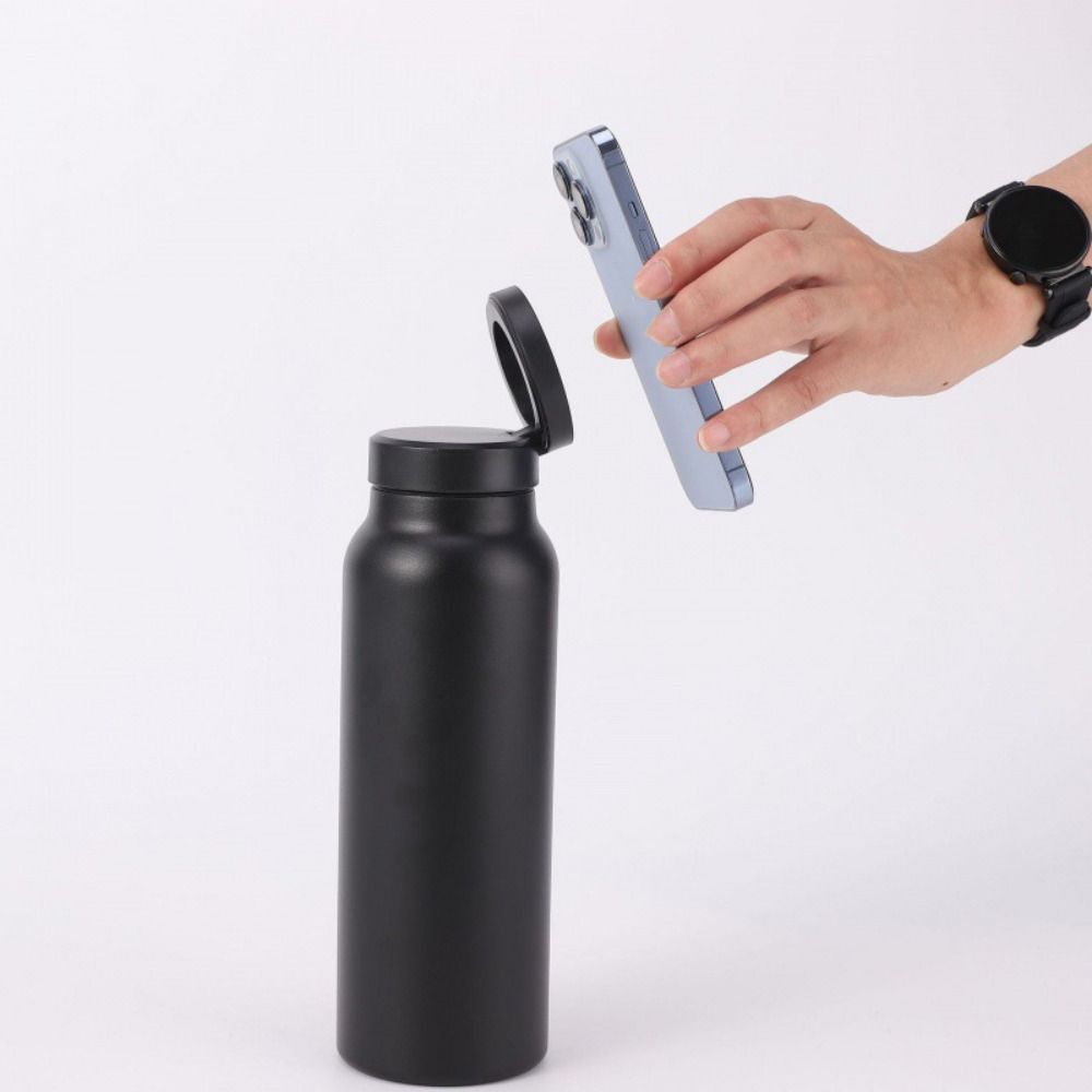 With Magnetic Phone Holder Insulated Water Bottle Stainless Steel Thermos Cup  Cycling