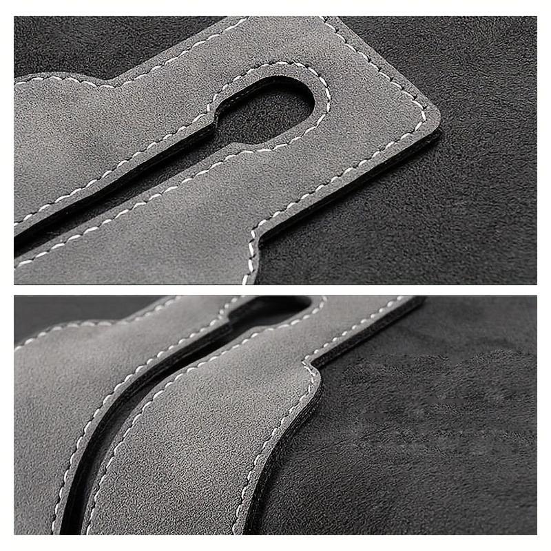 Premium Suede-Wrapped Car Headrest Hook - Foldable Design with ABS Hook for Universal Car Compatibility