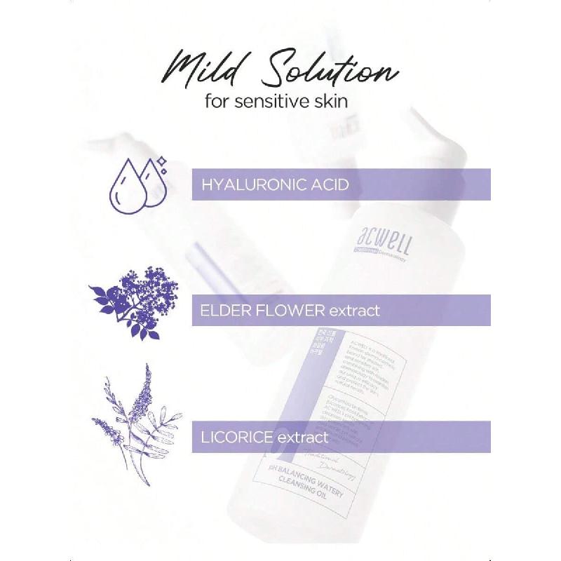 Acwell Gel Nettoyant Visage Hydratant PH Équilibré Sans Bulles 160ml - Pour Peaux Sensibles, Acide Hyaluronique et Extraits de Réglisse