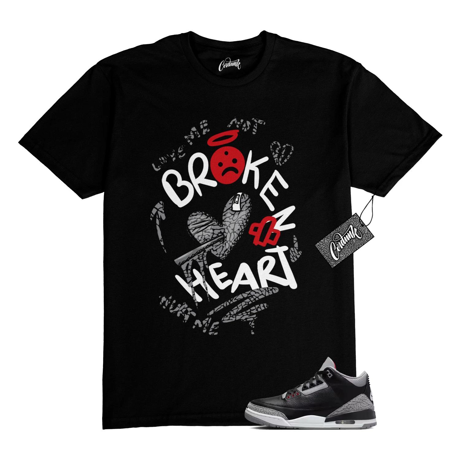 3 Cement Fire Red Cement Grey Elephant Print White Black T Shirt to Match BROKEN 3XL