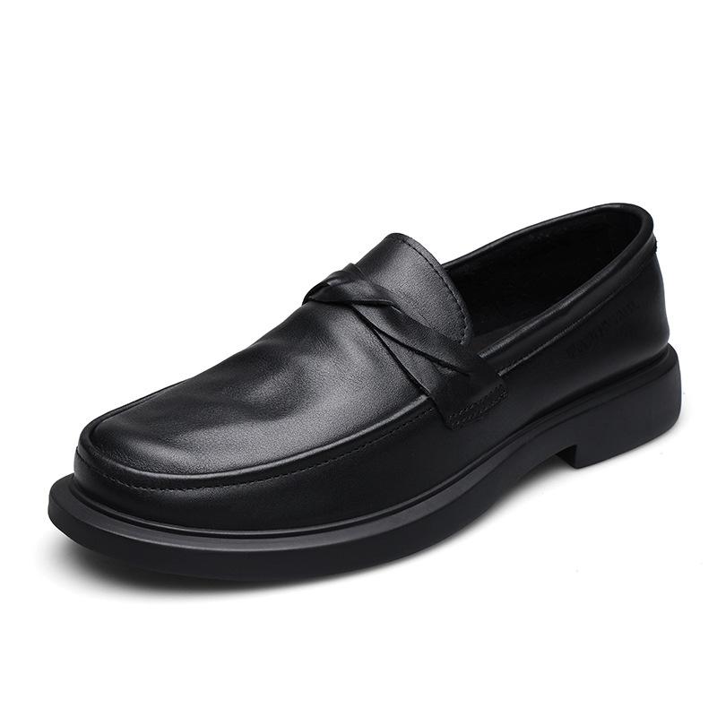 2025 Direct Supply New Lazy One-pedal Leather Trendy Shoes Round Head Leather Shoes Men's Soft-soled Doudou Shoes Casual Leather Shoes