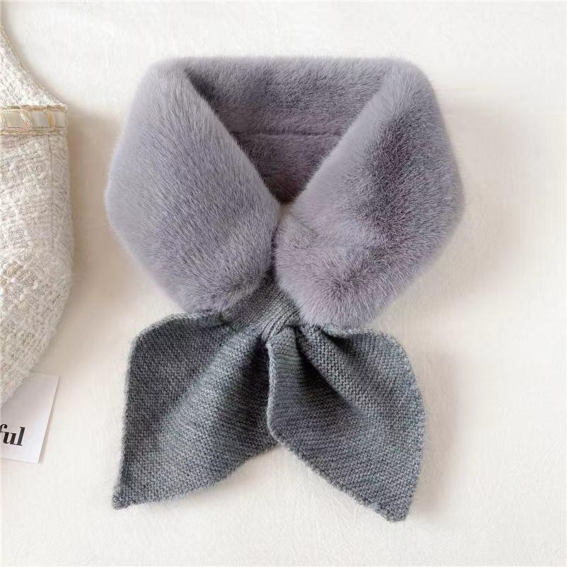 Women Winter Faux Fur Collar Scarf Elegant Soft Fluffy Thick Knitted Neck Warmers for Cold Weather
