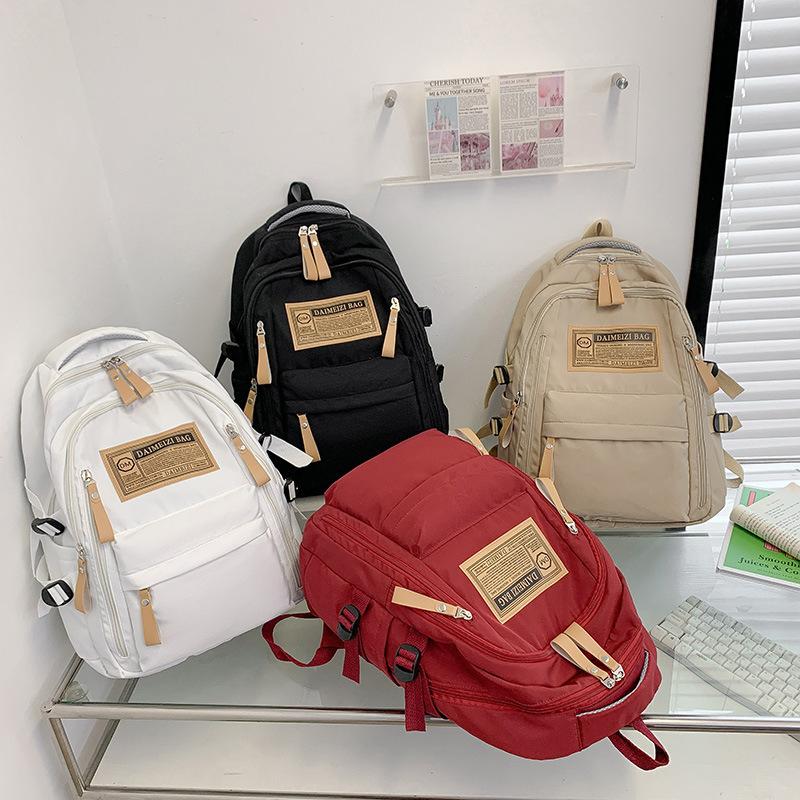 Backpack Student School Bag Large Capacity Backpack Lightweight Retro Trend Commuter Casual Backpack