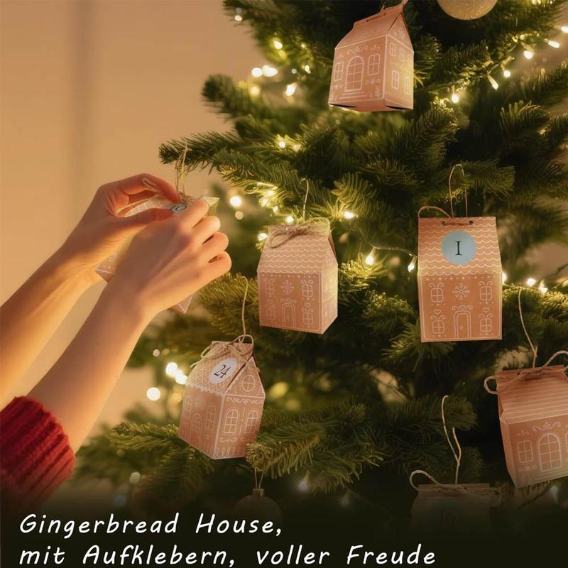 2025 DIY Advent Calendar for Filling and Filling House Set Gingerbread House 24 Colourful Folding Boxes for Decor Xmas Village