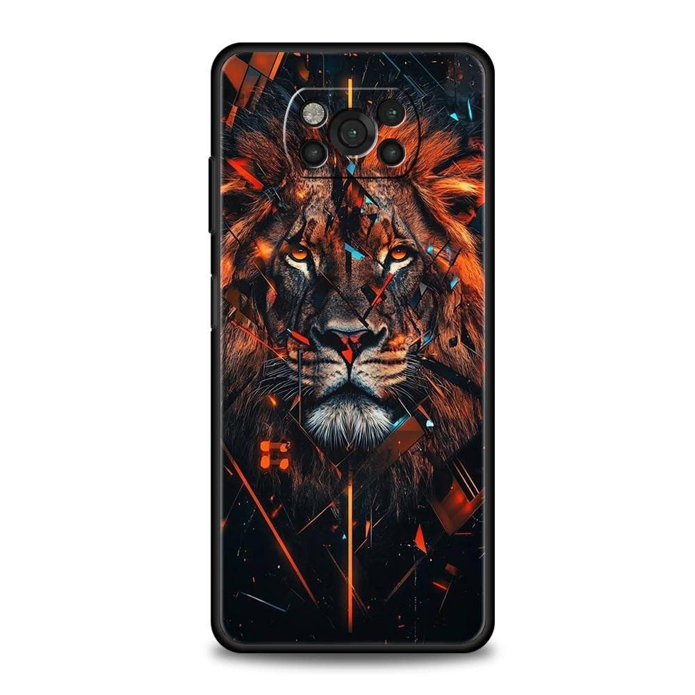 Cross Pattern Bicolor Lion Phone Case for Xiaomi Poco F7 F6 F5 F4 F3 X6 X5 X4 X3 NFC F7 Ultra M4 C51 C55 GT 5G Soft TPU Cover