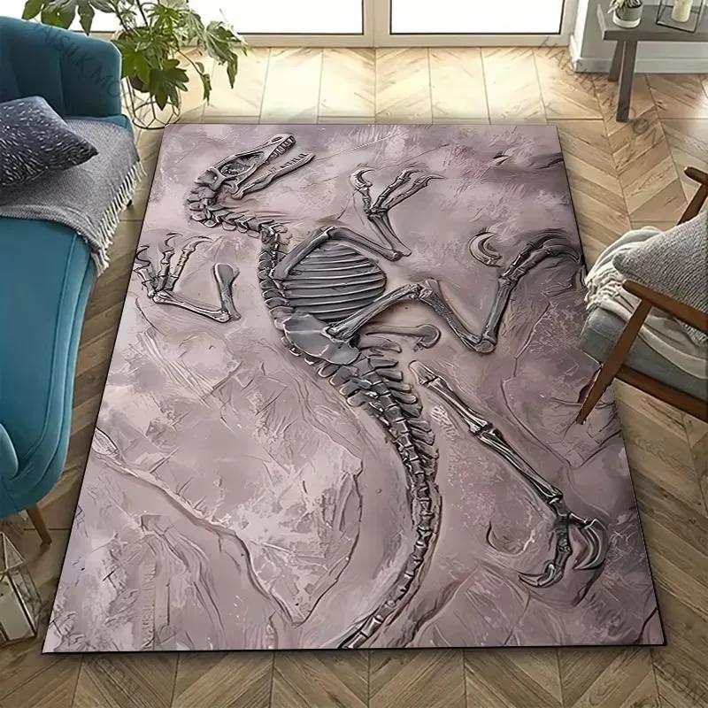 Dinosaur Fossil Theme Carpet Is Suitable for Children's Room Bedroom Living Room Office Durable Non-slip Large Area Mat Soft Rug