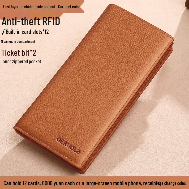 GERUOLA Slim Genuine Leather Long Wallet