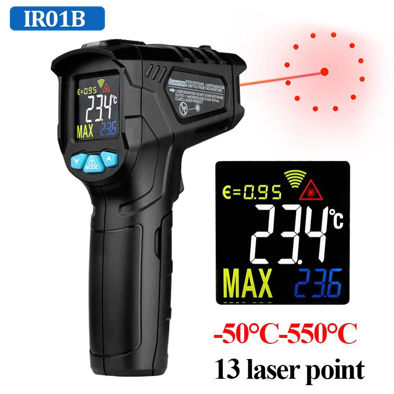 Digital Infrared Thermometer Laser Temperature Meter Non-contact Pyrometer Imager Hygrometer IR Termometro Color LCD Light Alarm