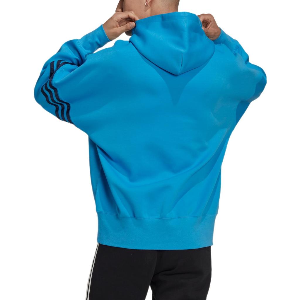 adidas Originals Trefoil Solid Logo Drawstring Hoodie Loose Long Sleeve Casual Top Men Blue HM1872