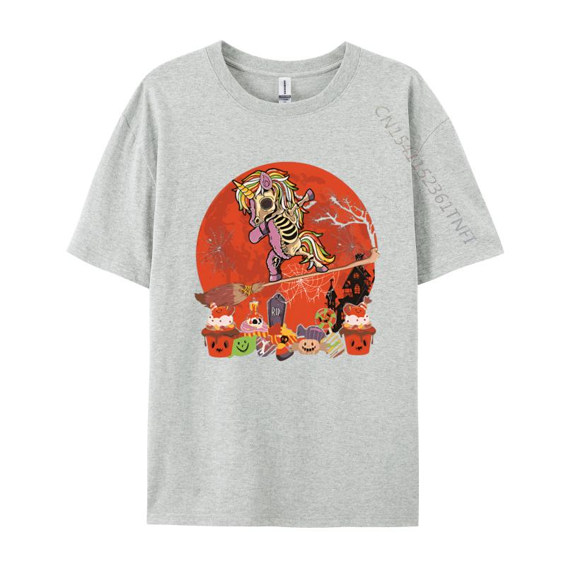Halloween Unicorn Costume Skeleton Tshirt Pure Cotton High Street Tops T Shirt Casual Tee Shirts Man