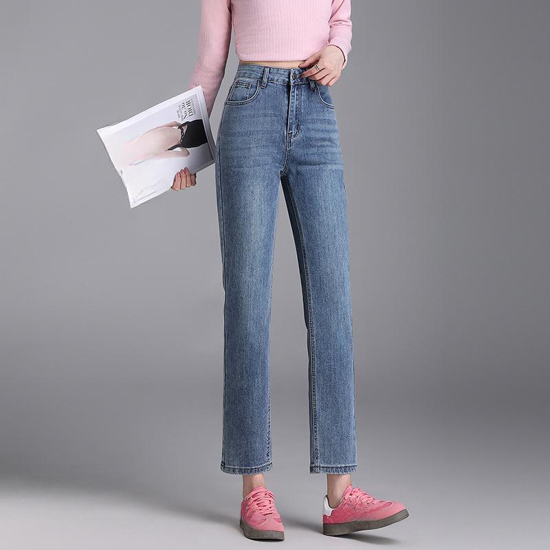 

Женские прямые джинсы, облегающие брюки длиной девять четвертей, брюки-трубы основного цвета, маленькие брюки 33 синий