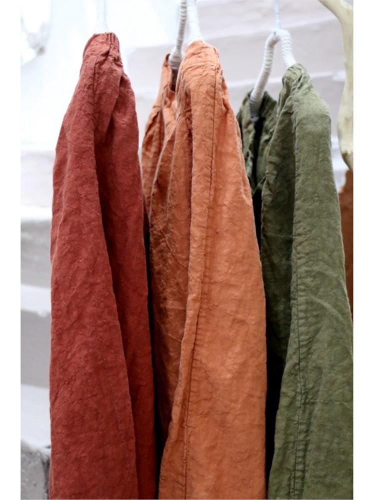 Johnature Summer Vintage Loose Cotton Linen Comforatble Elastic Waist Long Pants