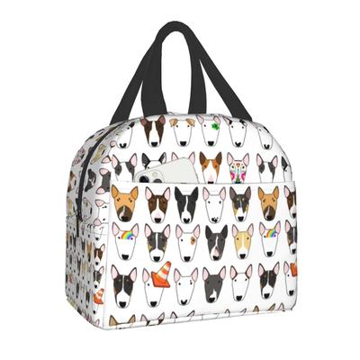 Bolsa de Almuerzo Aislada con Patrón Repetido de Perro Bull Terrier para Mujeres Impermeable Animal Térmica Nevera Tote Almuerzo para Niños Caja de Comida para la Escuela