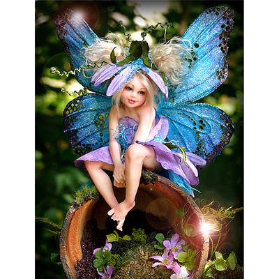 Peinture diamant thème fille papillon, broderie complète 5D, dessin animé, point de croix, décoration d'intérieur, faite à la main, à faire soi-même